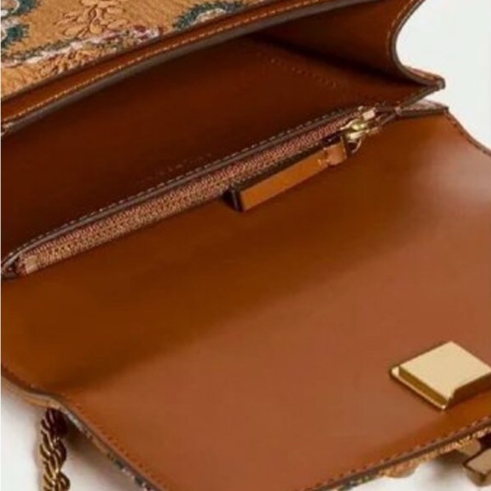 Tory Burch Gold Floral Crossbody Bag - Picture 4 of 5